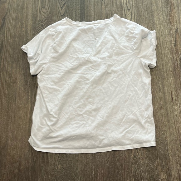 a new day Womens V-neck Top Short Sleeve Pullover Cotton Blend White Size L - Picture 4 of 4